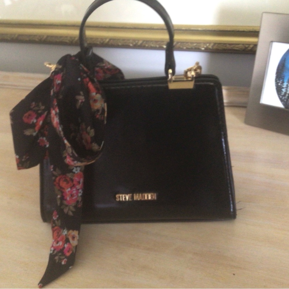 Steve Madden Black Satchel with Gold Hardware